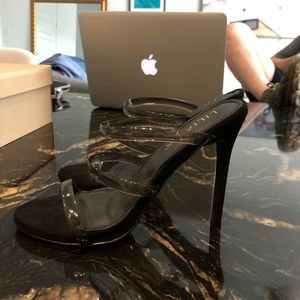 SELLING FOR CHARITY | Black Clear Suede Heels